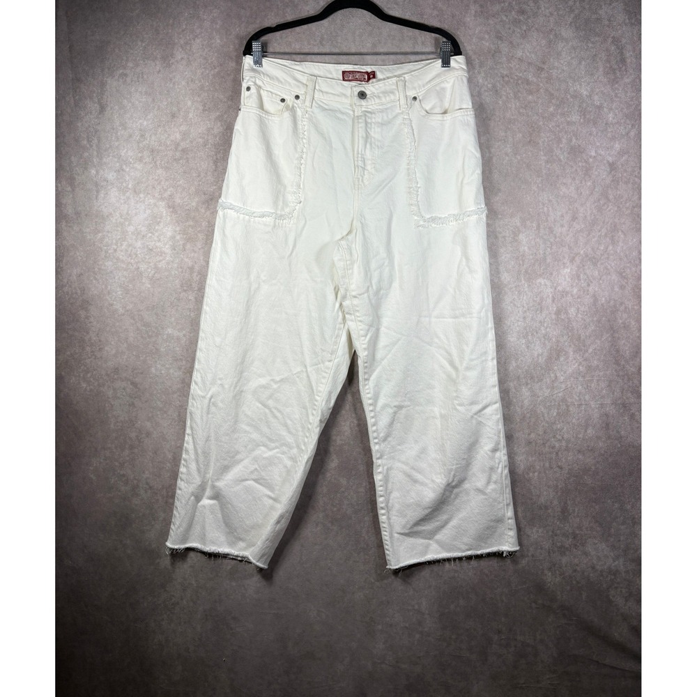 Lucky Brand Jeans Women 14/32 White Lucky Legend High Rise Wide Leg Raw Hem